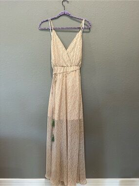 Native Daughters maxi dress Sz L blush, green, white with adjustable straps